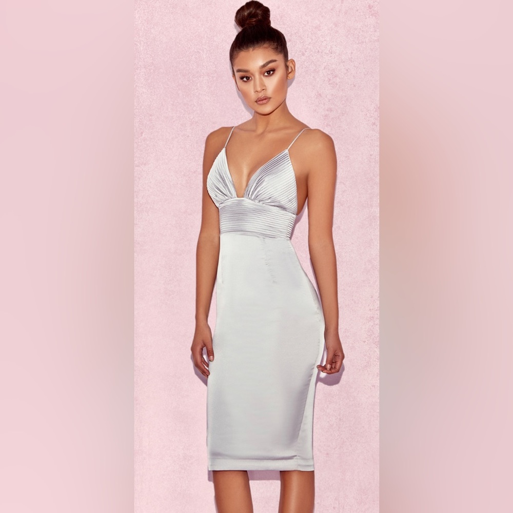 House of CB grey satin dress